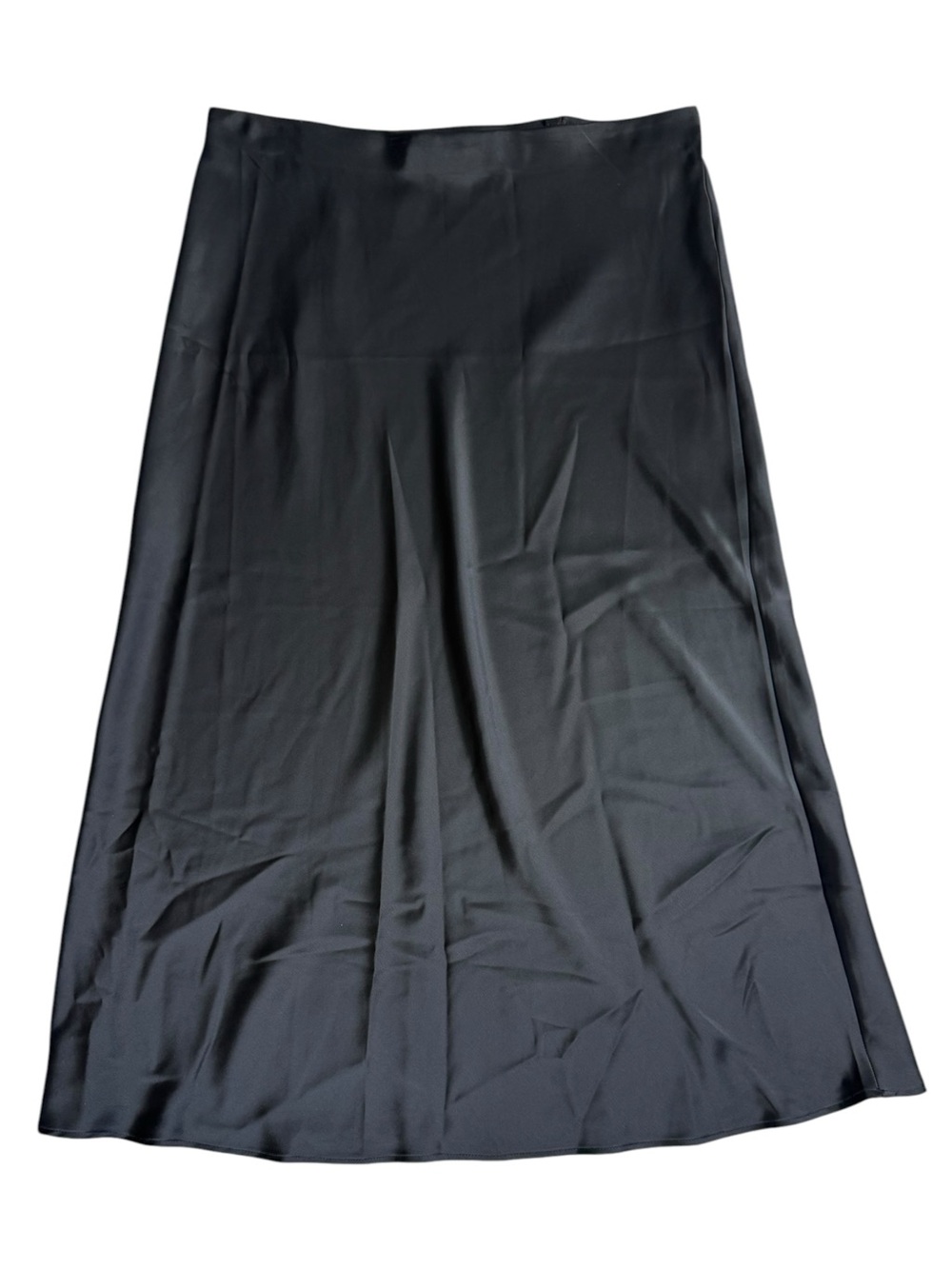 Rachel Zoe Black Satin Maxi Slip Skirt Size 12 90s Minimalist Bias Cut - Picture 5 of 7